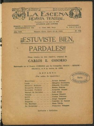 ¡¡Estuviste bien, Pardales!! : pieza cómica en tres cuadros