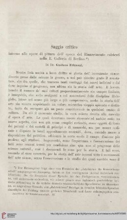 3: Saggio critico : intorno alle opere di pittura dell' epoca del Rinascimento esistenti nella R. Galleria di Berlino