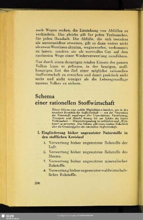 Schema einer rationellen Stoffwirtschaft