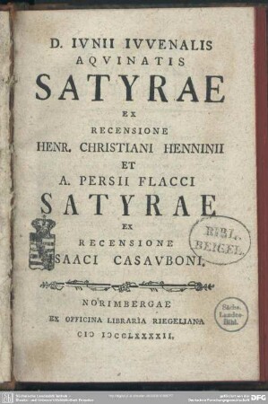 D. Iunii Iuvenalis Aquinatis Satyrae