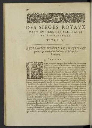 Des sieges Royaux particuliers des bailliages ... Titre X.