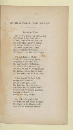 Lied und Liederartiges; Satire und Ironie