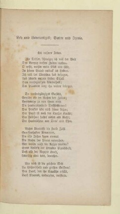 Lied und Liederartiges; Satire und Ironie
