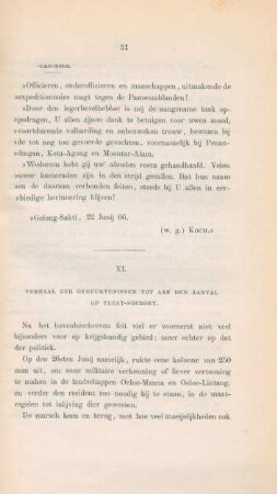 XI. Verhaal der gebeurtenissen tot aan den aanval op Tebat-Soeroet