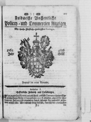 46tes Stück, Ausgabe vom 11. November 1768