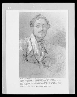 Deutsches Künstleralbum: Sammlung von Bildnissen Germanischer Künstler in Rom — fol. 68: Bildnis des Malers Georg Wilhelm Fasel aus Karlsruhe