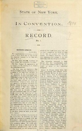 Record : State of New York. In Convention. [Kopft.] [Rückent.:] State of New York in Convention 1894, 1