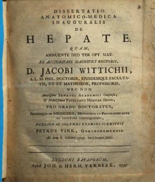 Diss. anat.-med. inaug. de hepate