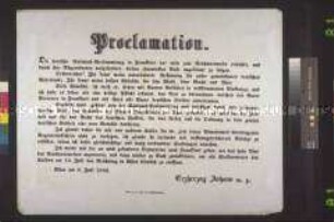 Maueranschlag: Proklamation von Erzherzog Johann anlässlich seiner Wahl zum Reichsverweser; Wien, 6. Juli 1848