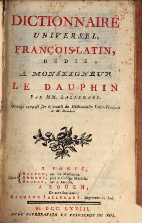 Dictionnaire Universel françois-latin