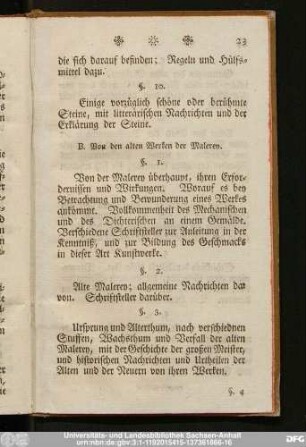 B. Von den alten Werken der Malerey.