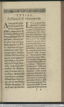 Lysias Ex Plutarchi X. Oratorum vitis
