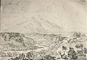 Hochebene im Kaukasus mit dem Ararat