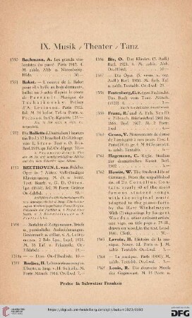 IX. Musik / Theater / Tanz (Nr. 1350-1393)