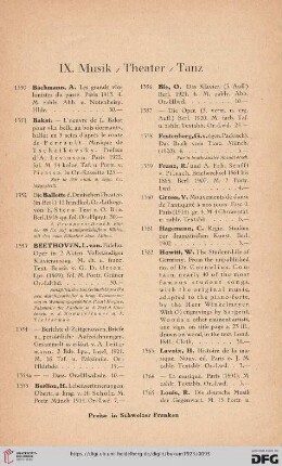 IX. Musik / Theater / Tanz (Nr. 1350-1393)