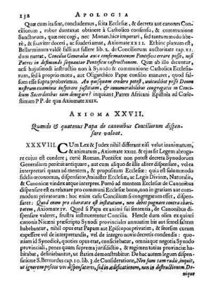 Axioma XXVII. Quando & quatenus Papa de canonibus Conciliorum dispensare valeat.