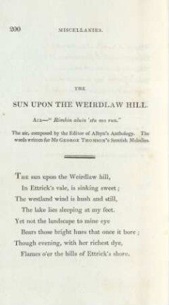 The sun upon the Weirdlaw Hill