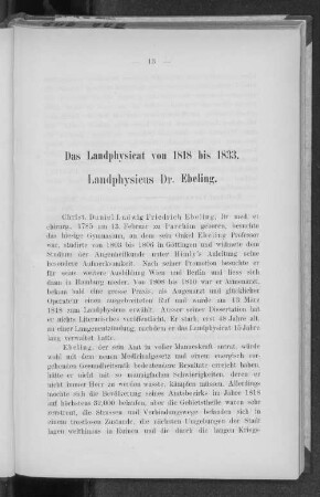 Das Landphysicat von 1818 bis 1833. Landphysicus Dr. Ebeling.