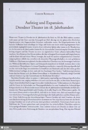 Aufstieg und Expansion. Dresdner Theater im 18. Jahrhundert