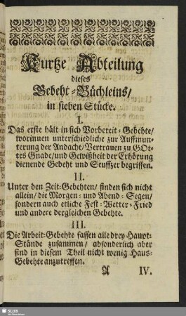 Kurtze Abteilung dieses Gebeht-Büchleins, in sieben Stücke