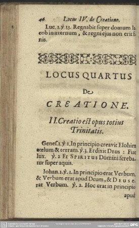 Locus Quartus De Creatione