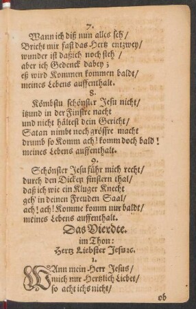 Das Vierdte. im Thon: Hertz Liebster Jesu [et]c.