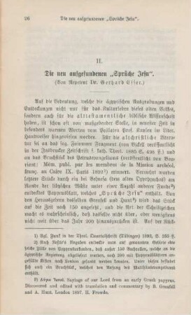 26-43 Die neu aufgefundenen "Sprüche Jesu" : I.