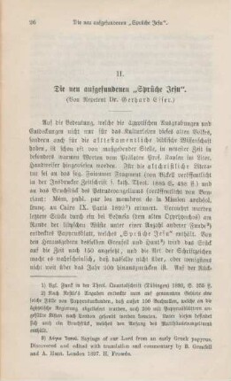 26-43 Die neu aufgefundenen "Sprüche Jesu" : I.