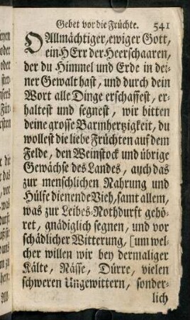 541-548, Gebet vor die Früchte. - Seuchen-Gebet.