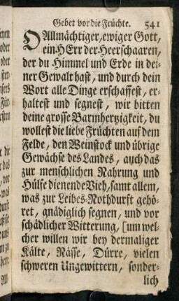 541-548, Gebet vor die Früchte. - Seuchen-Gebet.