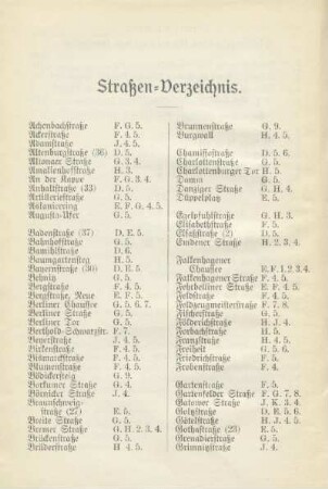 Straßen-Verzeichnis