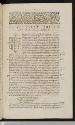 De Vetustate Britannicae Ecclesiae Testimonia