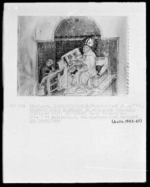 Augustinus, Expositio in Johannem — Der heilige Augustinus diktiert einem Schreiber, Folio 1verso
