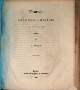Festrede auf der Universität zu Berlin : am 15. October 1857 gehalten