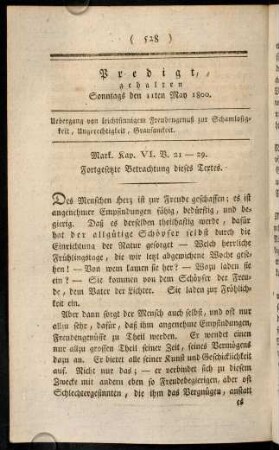 528-539, Predigt, gehalten Sonntags den 11ten May 1800.