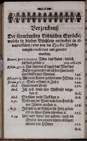 Verzeichniß Der fürnehmsten Biblischen Sprüche ...