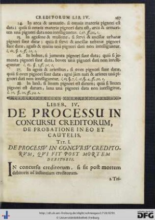 Liber IV. De Processu In Concursu Creditorum, De Probatione In Eo Et Cautelis.