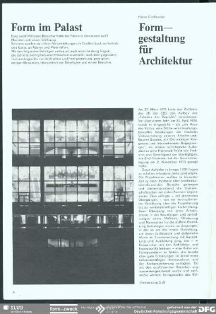 Formgestaltung für Architektur : Form im Palast