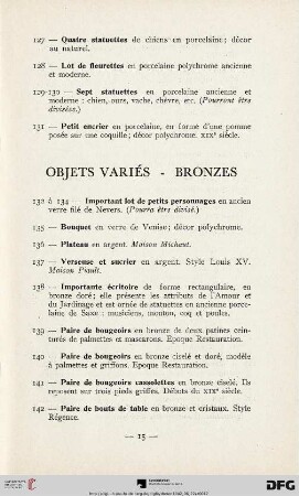 Objets variés - Bronzes (Nr. 132-172)