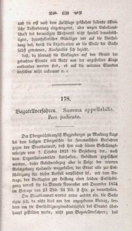 178. Bagatellverfahren. Summa appellabilis. Res judicata.