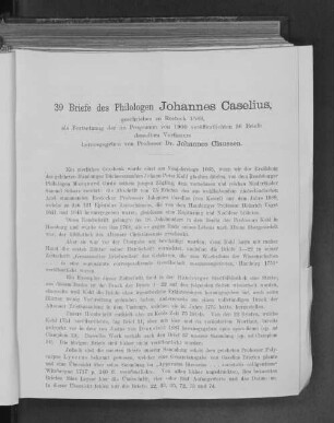 39 Briefe des Philologen Johannes Caselius
