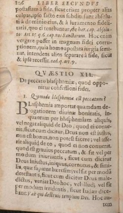 Qvaestio XII. De peccato blasphemiae, quod opponitur confessioni fidei.