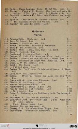 Modernes. Varia (Nr. 414-518)