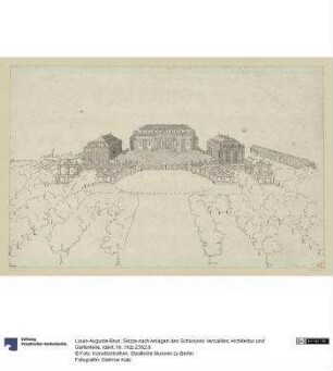 Skizze nach Anlagen des Schlosses Versailles, Architektur und Gartenteile