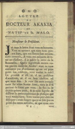 Lettre Du Docteur Akakia Au Natif De St. Malo