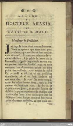 Lettre Du Docteur Akakia Au Natif De St. Malo