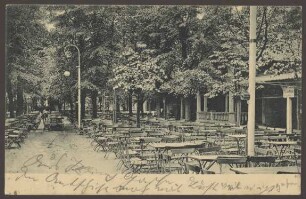 Ansichtskarte der Terrasse des Sommertheaters „Max Kliem´s“ in der Hasenheide