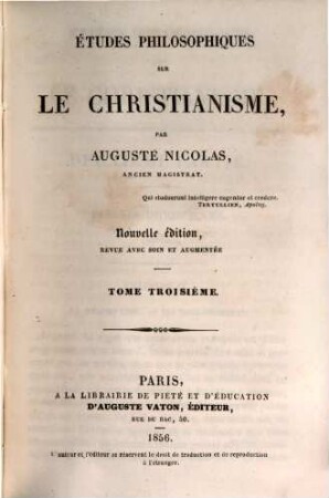 Études philosophiques sur le christianisme, 3