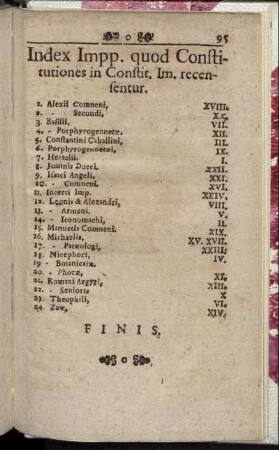 Index Impp. quod Constitutiones in Constit. Im. recensentur.
