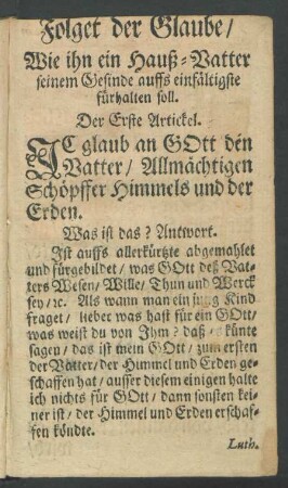 Folget der Glaube ...